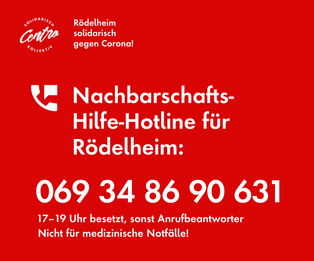 Banner mit der Hotline-Telefonnummer